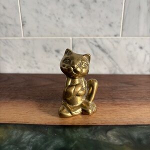 Vintage Mid Century Modern Brass Kitty Cat Figurine
